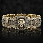 Мужское кольцо властителя в стиле хип-хоп, креативное позолоченное кольцо с черепом из циркония, повседневные полимерные украшения