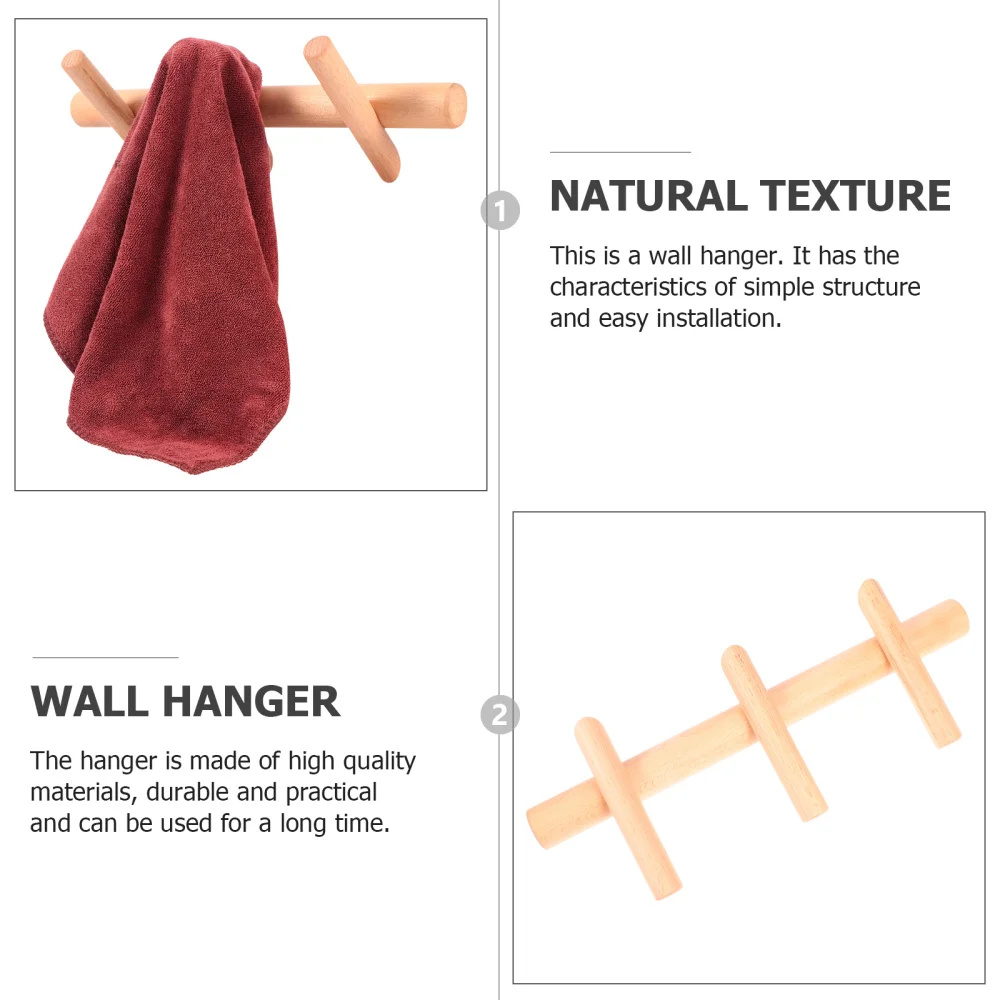 

1pc Wooden Clothes Bag Hat Wall Hook Wall Storage Hanger Wooden Wall Hanger