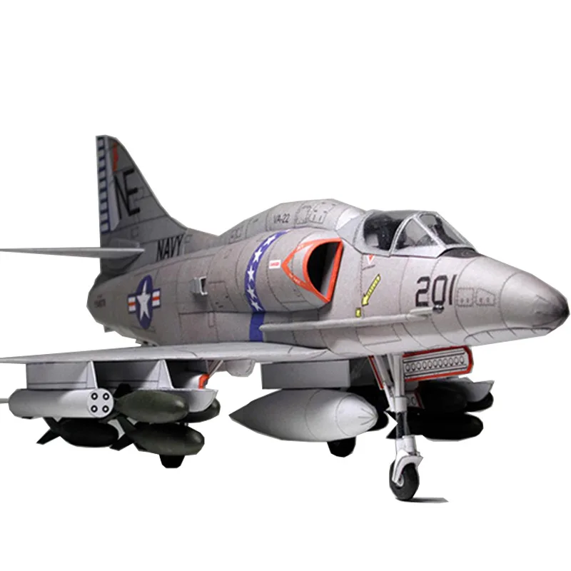 1:33 США A-4 Skyhawk самолет DIY Emulation DIY 3D бумажная карточка Модель Строительный набор образовательных военных моделей строительные игрушки