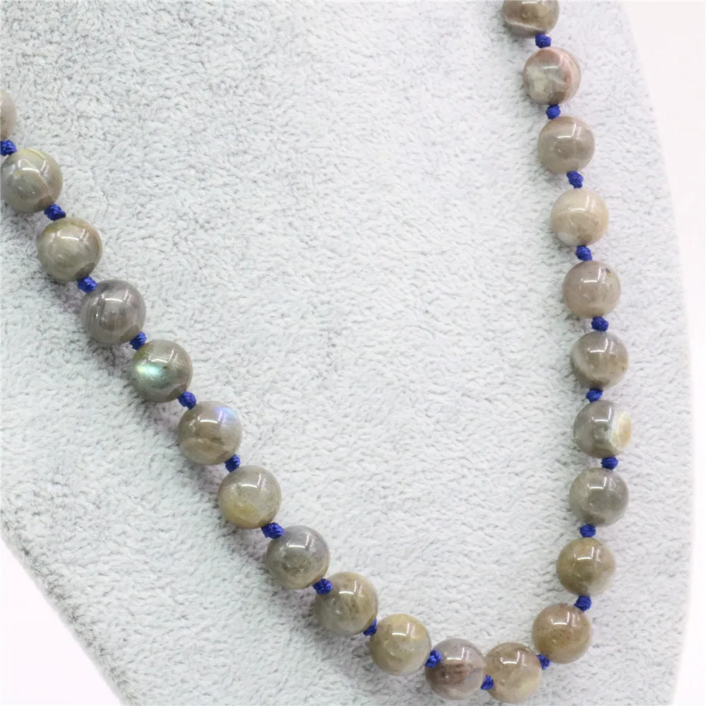 Натуральный серый Лабрадор камень ожерелье ювелирные изделия 8 мм 10 12 круглые