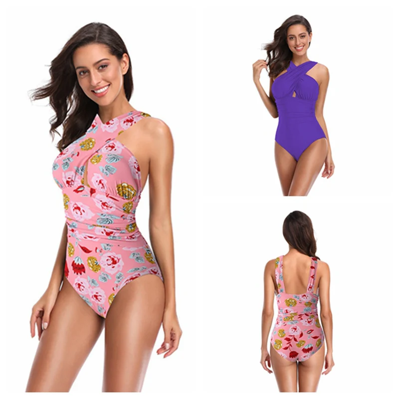 2020 Цельный купальник бикини с цветочным рисунком Женский бразильский комплект