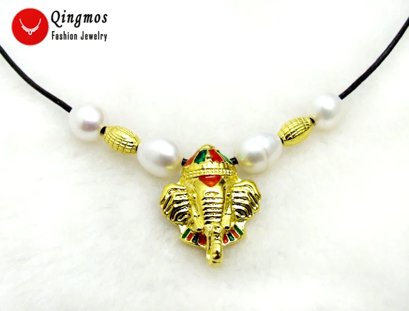 Женское Ожерелье с натуральным белым жемчугом Qingmos ожерелье подвеской в виде