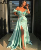 mint green high split mermaid prom dresses with overskirts sequins lace formal evening dress special occasion dress