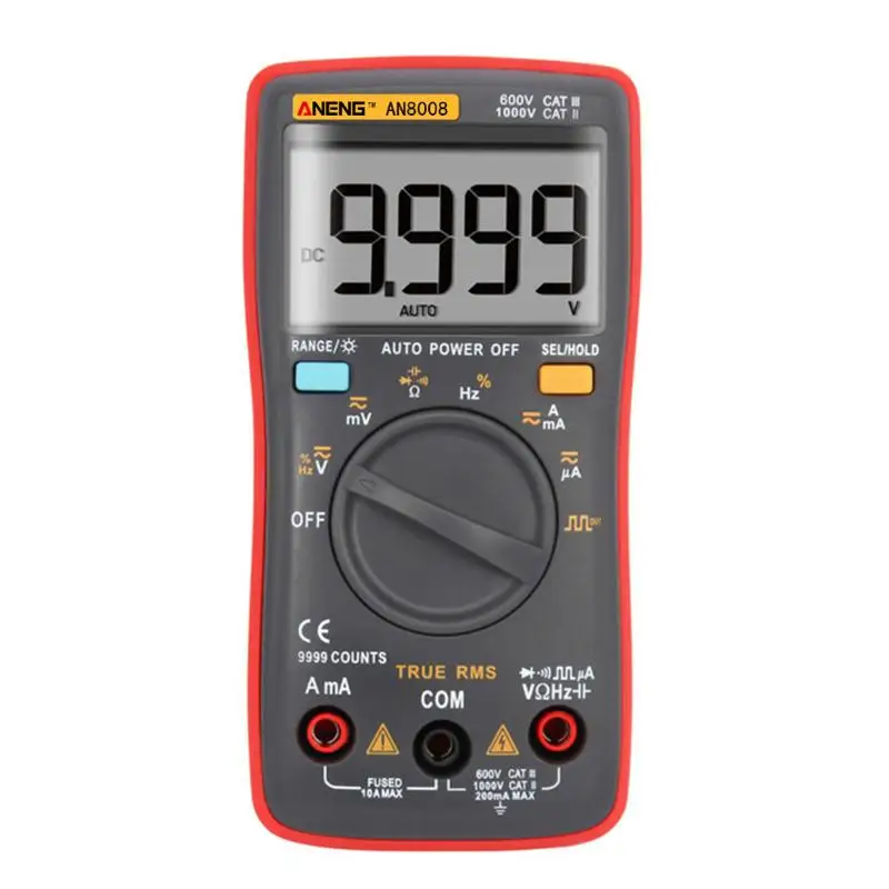 Цифровой мультиметр ANENG AN8008 True RMS 9999 отсчетов прямоугольная подсветка переменный