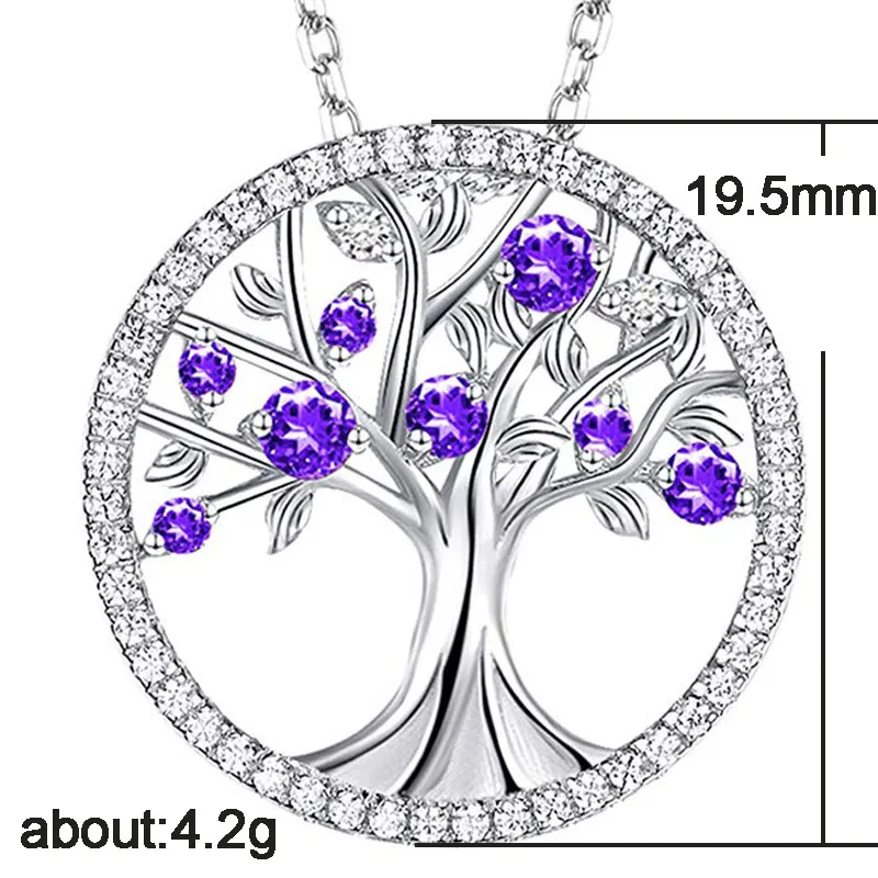 

Huitan Delicate Wishing Tree Women Necklace Green/Purple Stone Birthday Present High Quality Pendent Necklace Fashion Jewelry