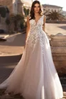 Элегантное свадебное платье Ruby 2021 с V-образным вырезом, с открытой спиной, ручная работа, Аппликации, кружевное женское платье, фотосессия, свадебное платье