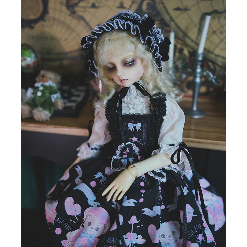 

Кукольное платье BJD, костюм из рубашки со средним рукавом + юбка с принтом + лента для волос + носки для 1/6, аксессуары для кукол 1/4 1/3 BJD Giant
