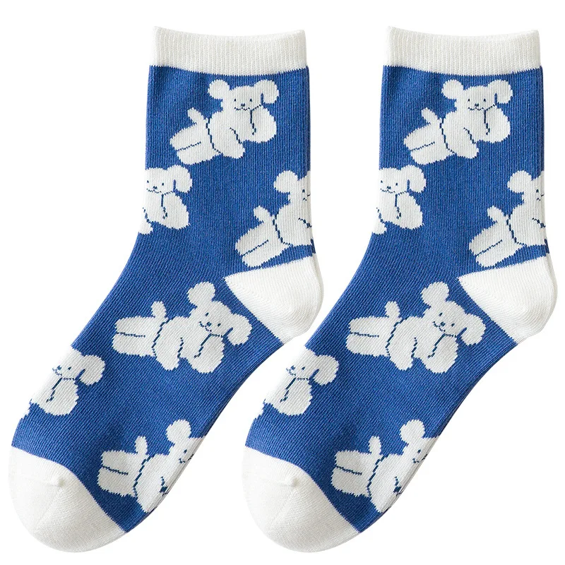 

Caramella 2020 New Cotton Women Socks 3Pairs/lot Cute Puppy Girls Socks Blue Dog Short Socks High Stretch Comfy Female Socks