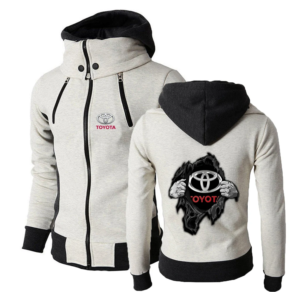 

2021 Toyota Car Logo New Men Zipper Sportswear Harajuku Style Hooded Popular Solid Color Male Wild Sweatshirt Coats Hoodies