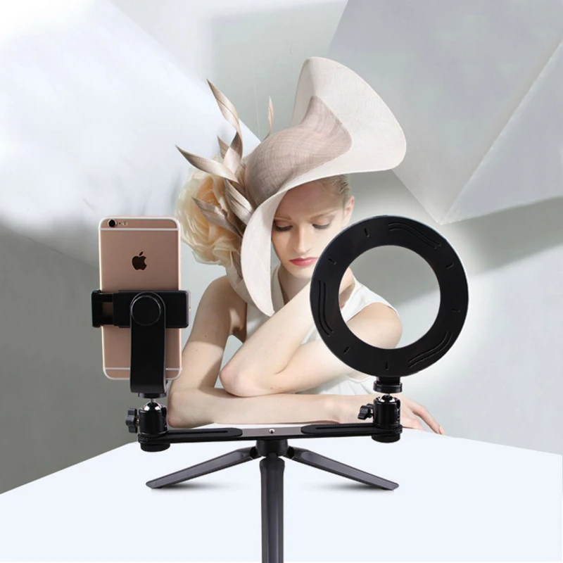 Led Selfie Ring Light with Desktop Tripod Mobile Phone Clip Beauty Fill Circle Photography Video Continuous Lighting Set | Электроника