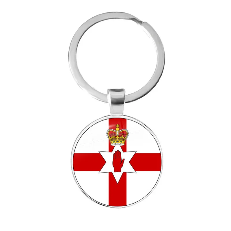 Ireland Wales Vanuatu Tonga Suriname Scotland French Guiana Eritrea Northern Nation Flag Pendant Keychains Rings |