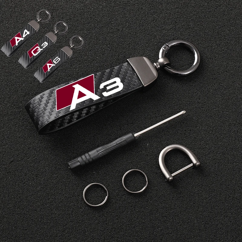 

For audi A3 A4 A5 A6 A7 A8 Q3 Q5 Q7 Q8 car Accessories High-Grade Leather Car KeyChain 360 Degree Rotating Horseshoe Key Rings