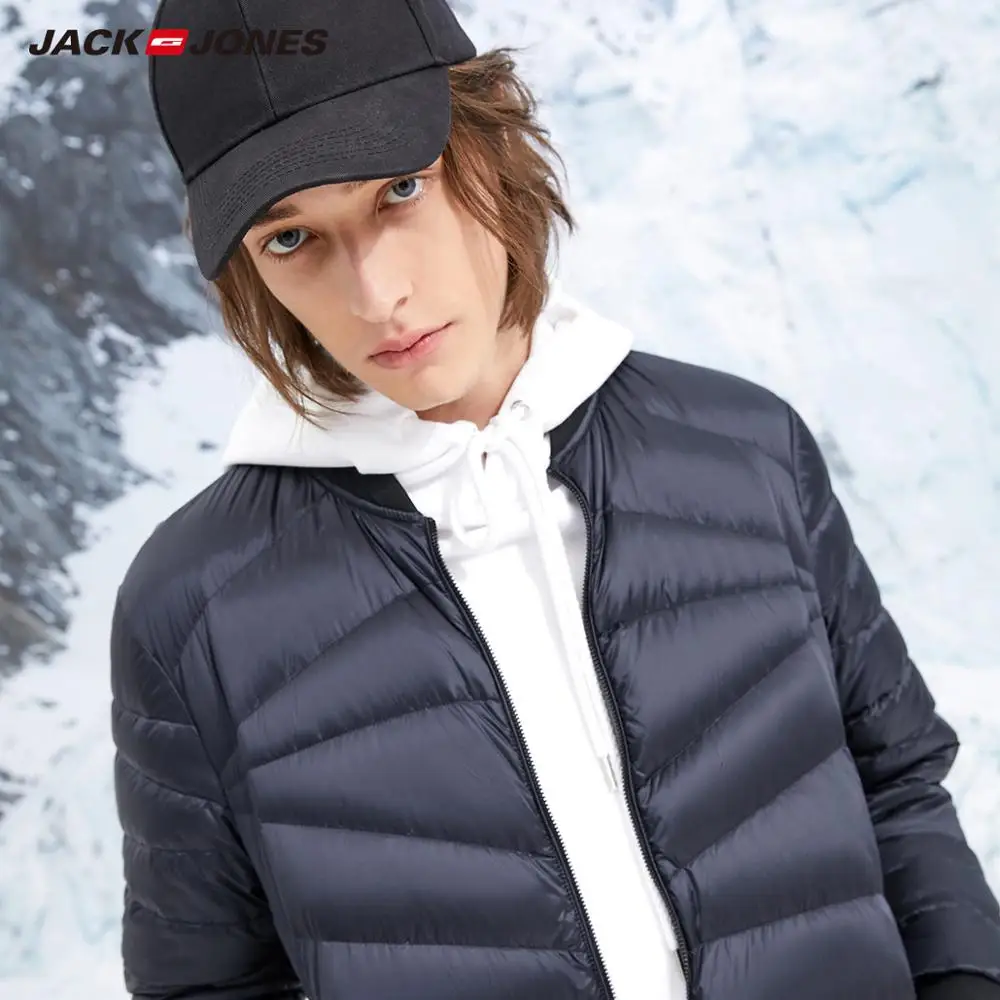 JackJones Мужская зимняя Базовая бейсбольная куртка с воротником короткий теплый