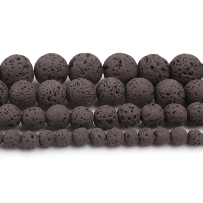 Dark Brown Lava Hematite Stone Beads Round Loose Spacer Bead For Jewelry Making 4 6 8 10mm Natural Volcanic Rock DIY Bracelet | Украшения и