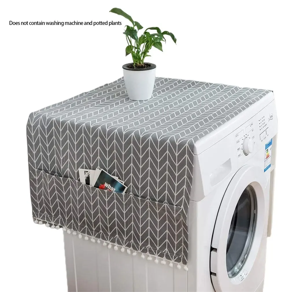 

Washing Machine Dust Cover Single Door Refrigerator Dust Cover Cloth Machine Multi Pocket Storage Bag Geometry Shape