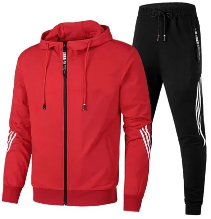 

Men Sets Tracksuit Hoodie+Pants Zipper Stripe Fashion Casual Outdoor Sports Jogging Fitness Sportswear Men Sweatshirt Suit M-3XL