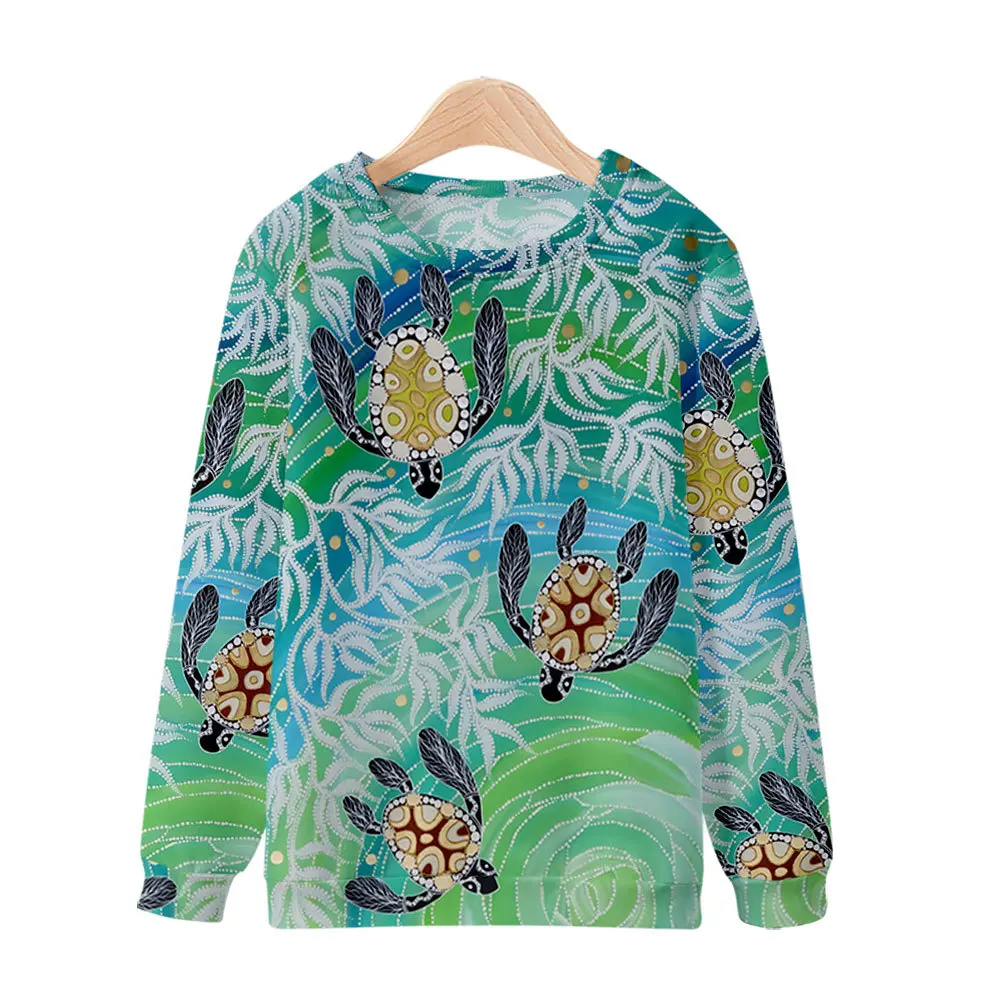 

2021 Autumn New Sea turtle 3D Digital Printing Men's women's Fashion Casual Long-sleeved Round Neck Hoodie