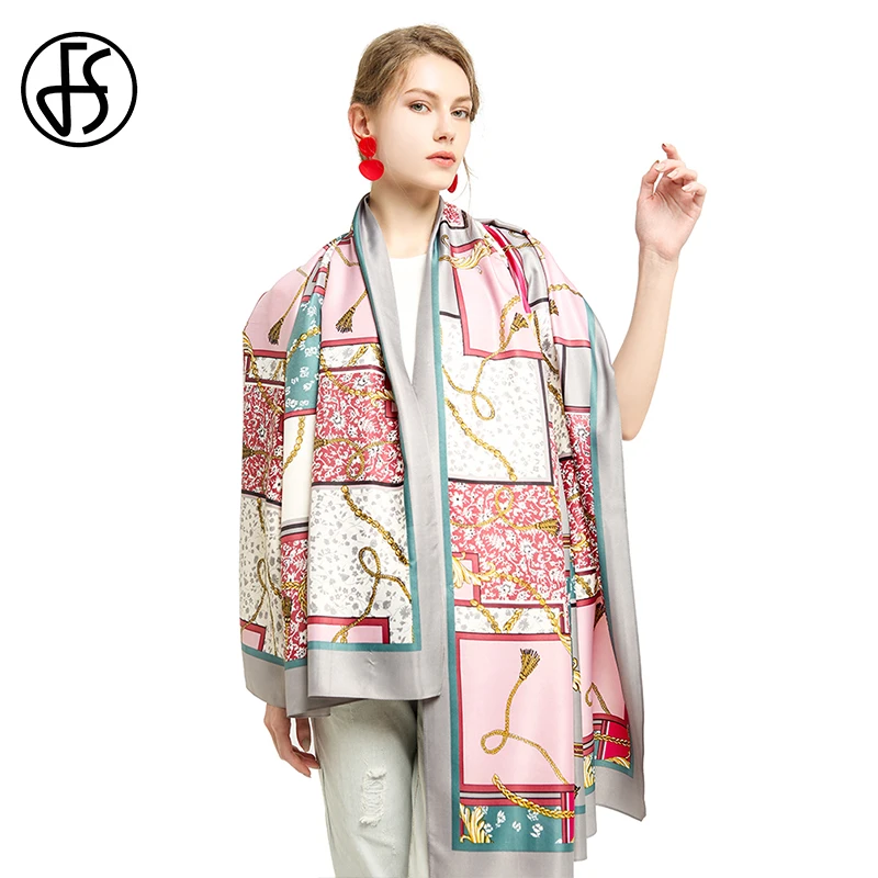 FS декоративный квадратный саржевый шарф с принтом цепи большой длинный атласный