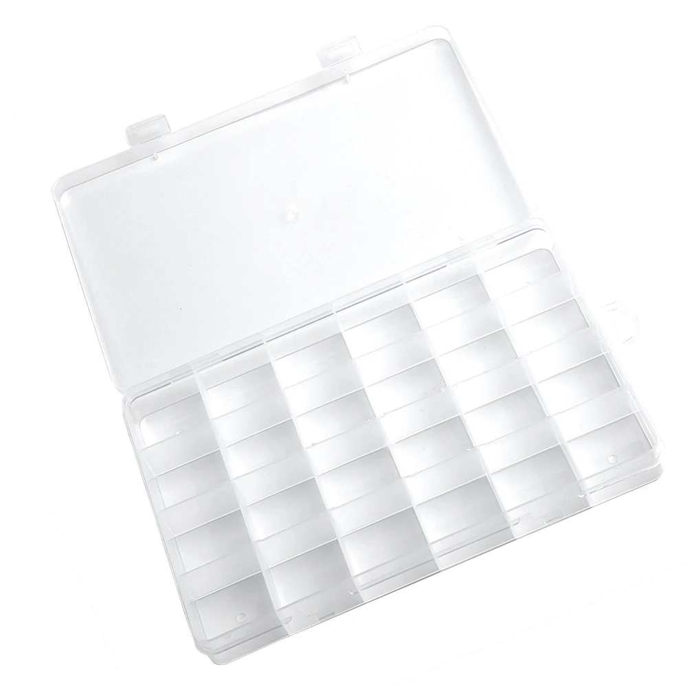 

1*Storage Box 19cm*13cm*2.5cm 24 Compartments Plastic Clear Box Jewelry Bead Storage Container Craft Organizer