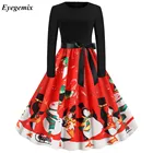 Рождественская одежда, женские платья, элегантное рождественское винтажное платье с длинным рукавом в стиле Харадзюку, Женское зимнее платье