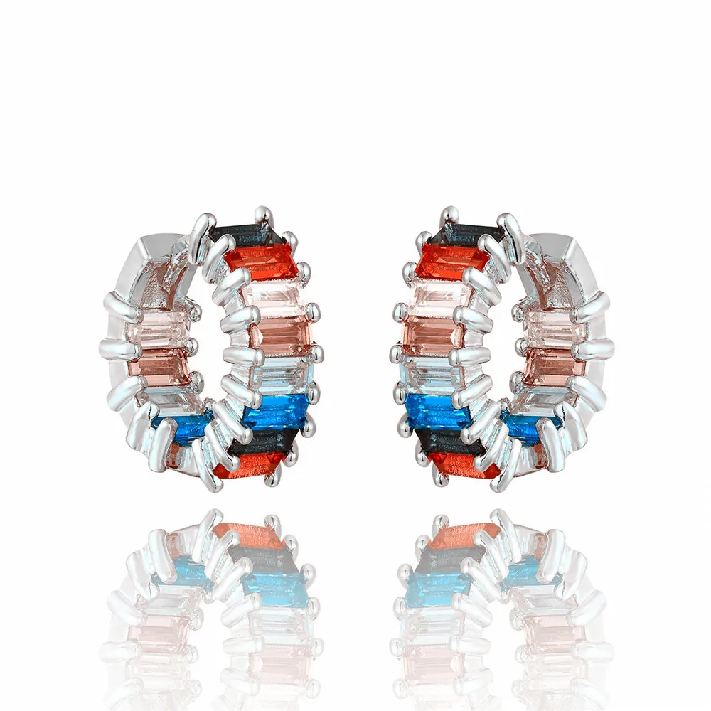 Серьги гвоздики с радужным цирконием ювелирные изделия для женщин золотые