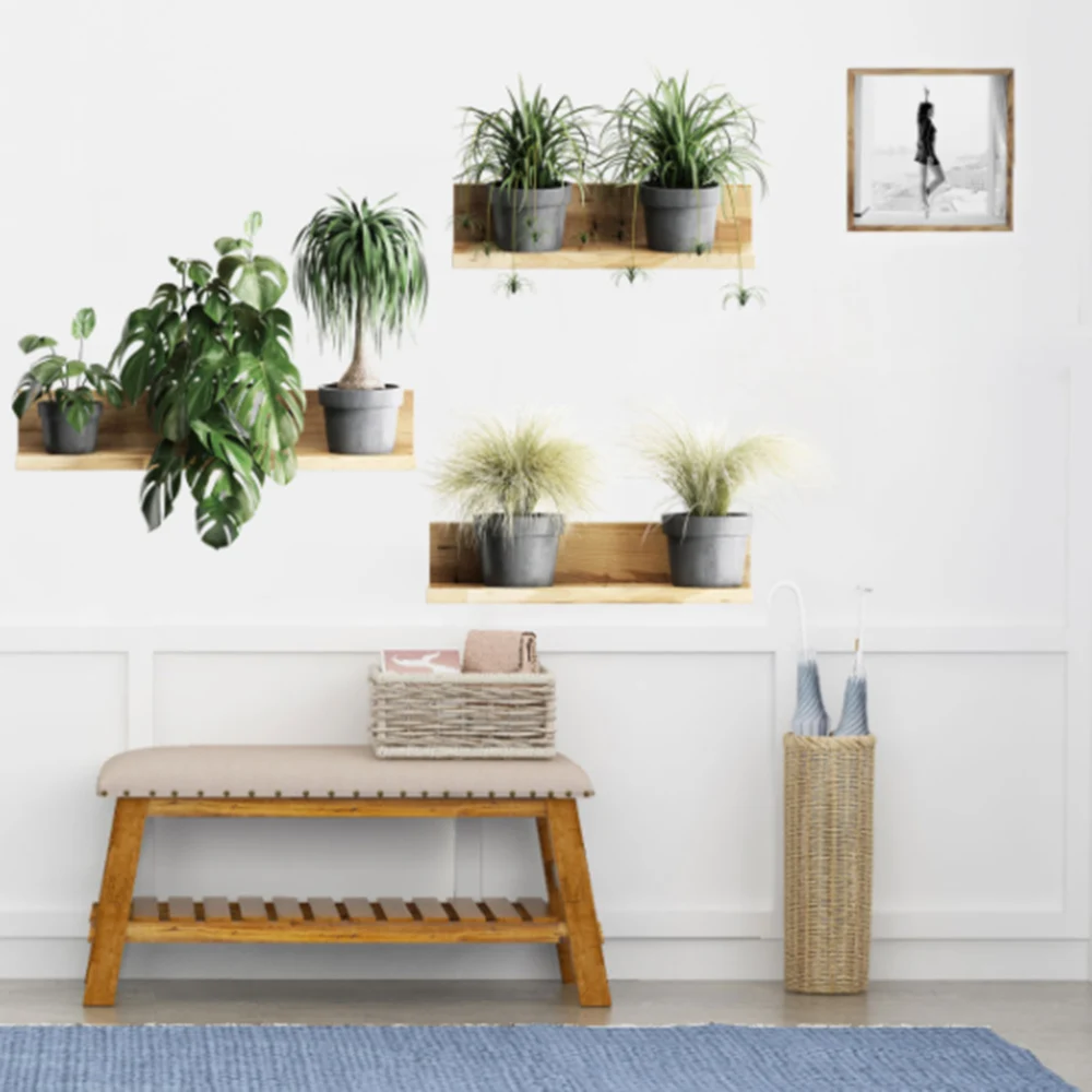 3D наклейки на стену в виде горшка зеленых растений фотообои для гостиной спальни