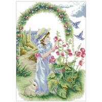 garden girl patterns counted cross stitch 11ct 14ct 18ct diy chinese cross stitch kits embroidery needlework sets home decor
