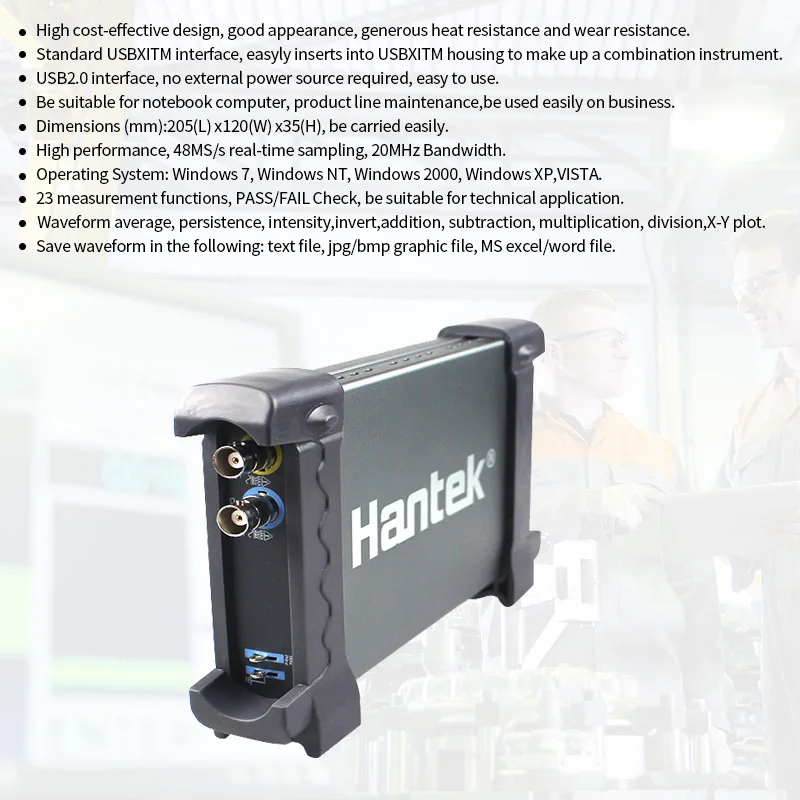 Hantek 6022BE/6022BL осциллограф с подключением через порт USB 2 канала 20 МГц портативный автомобильный осциллограф Portatil диагностический инструмент