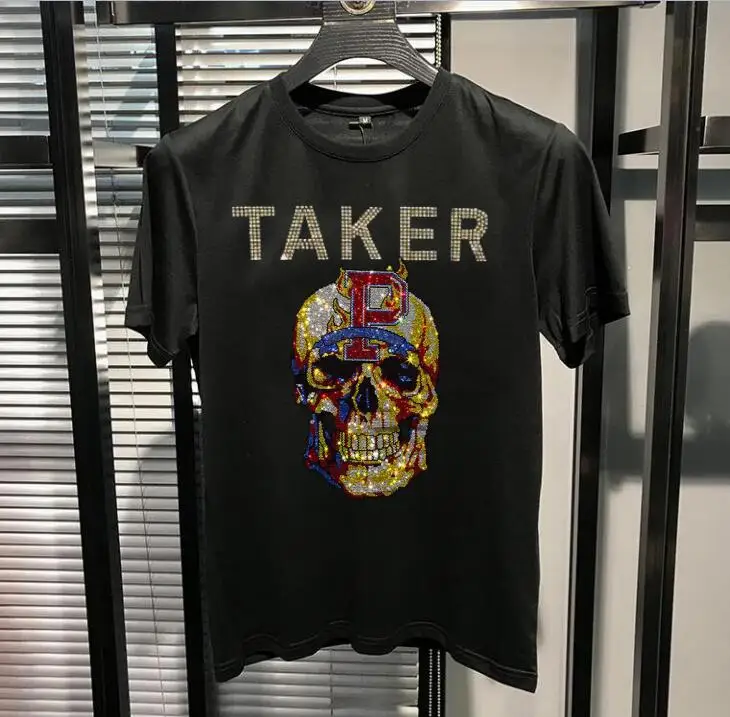 

2021 Summer Popular Men's Top Diamond stone T-shirt New T-shirt yong man style