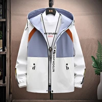 2021 new spring autumn patchwork streetwear jacket men size 3xl hooded casual loose print windbreaker jacket male hip hop coat