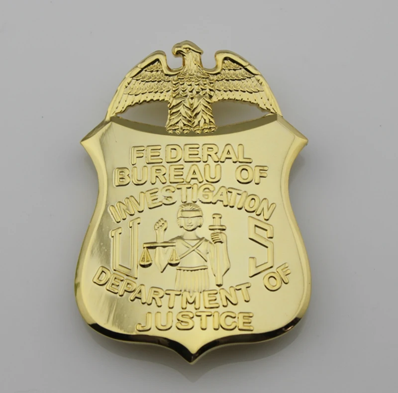 США FEDERAL BUREAU OF INVESTIGATION DEPARTMENT JUSTICE-Pin Back со встроенным зажимом для ремня кожаный