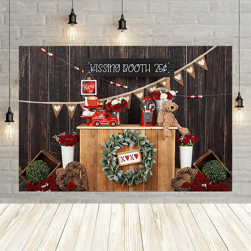 

Виниловый фон Mehofond для фотосъемки с изображением целующейся будки, для взрослых, День Святого Валентина, милая фотостудия, баннер