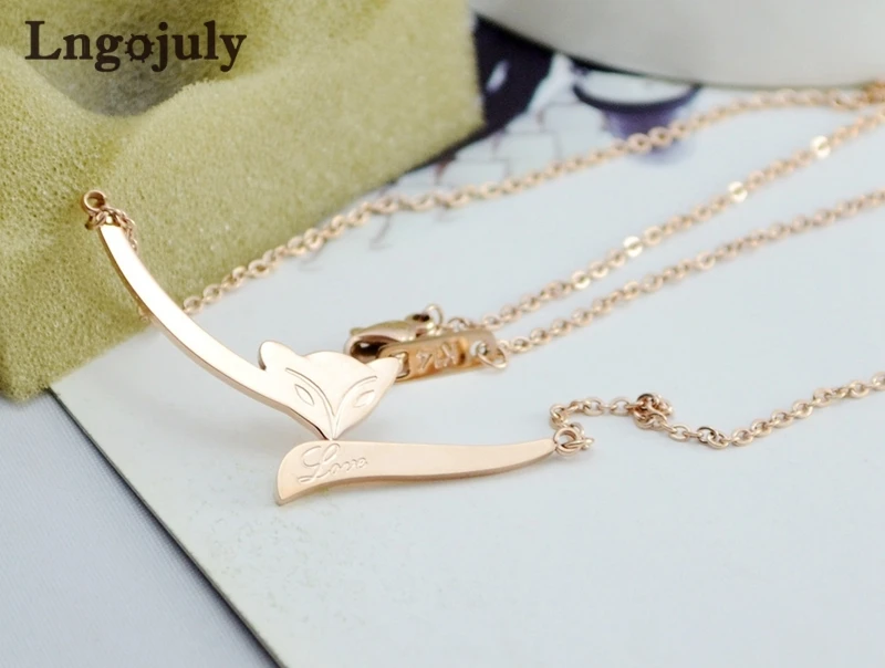 

New Women Necklaces Titanium Steel Fox Pendant Necklaces For Women Anniversary Wedding Party Necklace Jewelry Gift Wholesale
