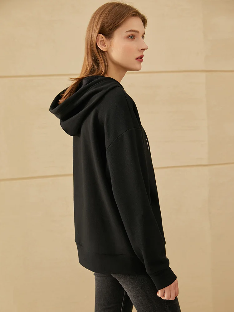 

Amii Minimalism Winter Hoodies For Women Causal Hooded Embroidery Thick Fleece Sweatshirt Women Pullover Tops 12020304