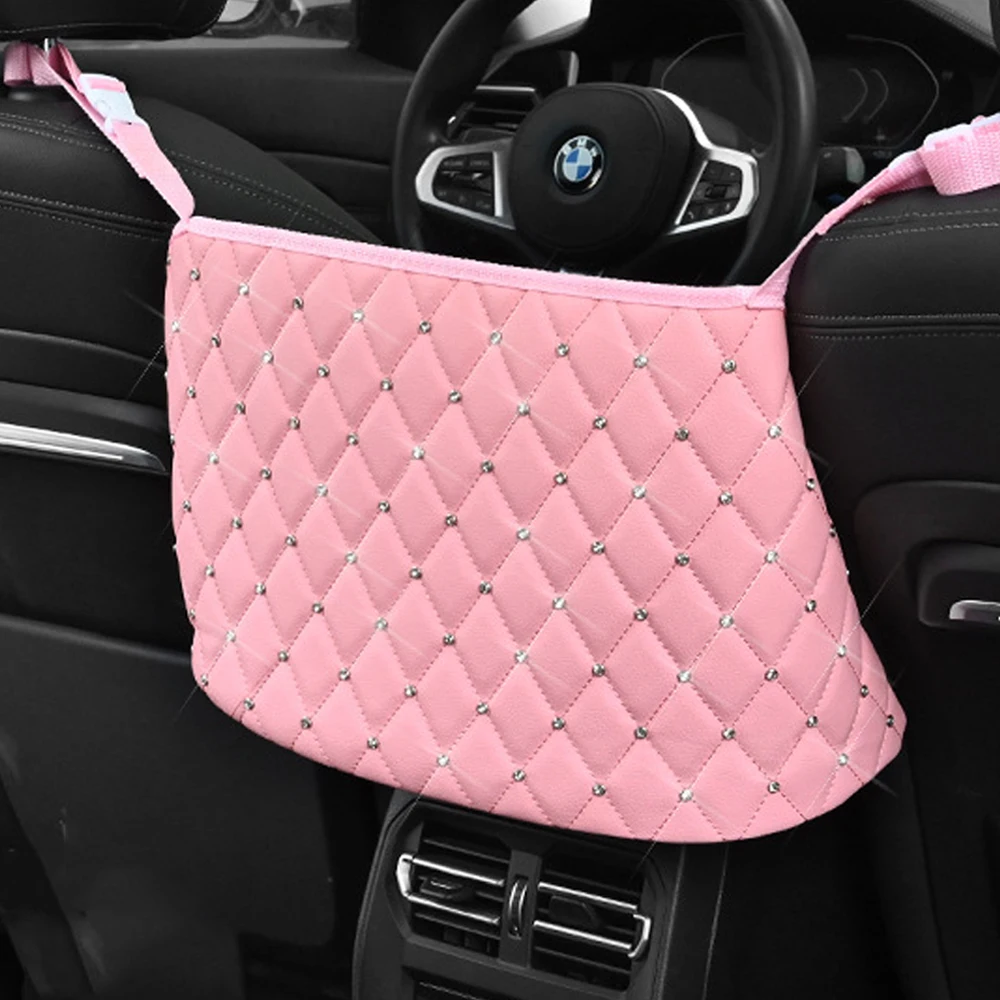 

Car Rear Seat Back Storage Bag Luxury Leather Seat Back Organizer Mesh Bag Automotive Goods Storage Pocket Seat Crevice Net