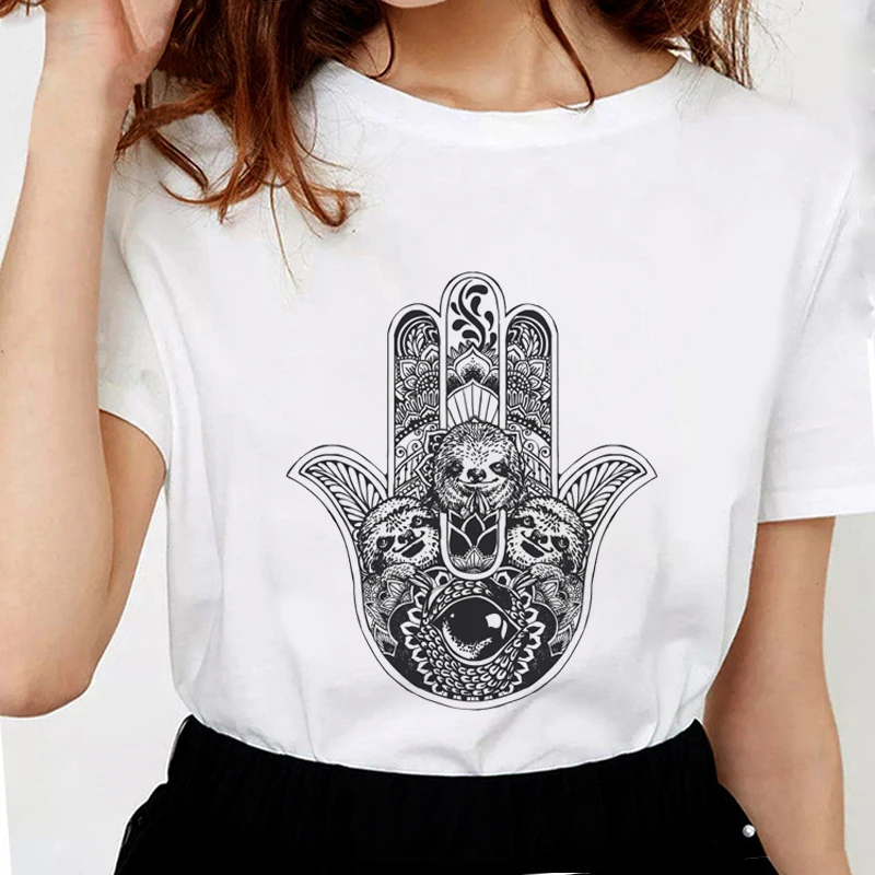 Футболка женская с забавным принтом Хамса Мягкая Повседневная тенниска из