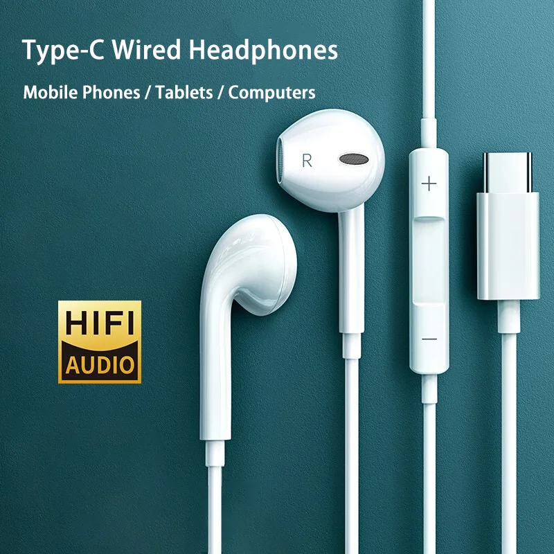 

Type C Wired Earphone In-Ear with Microphone Headphones for Samsung Xiaomi Oppo Vivo Huawei etc. Smartphone Earbuds