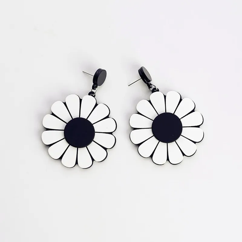 Trendy Korea Girl Earrings Daisy Flowers Exaggeration Sunflower Drop for Fashion Women Jewelry Accessories | Украшения и