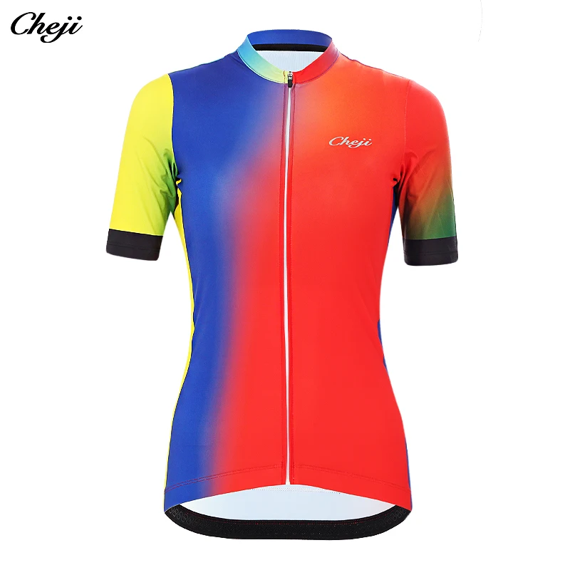 

CHEJI Cycling Jersey Women's Short Sleeve Top High Quality Quick Dry YKK Zipper