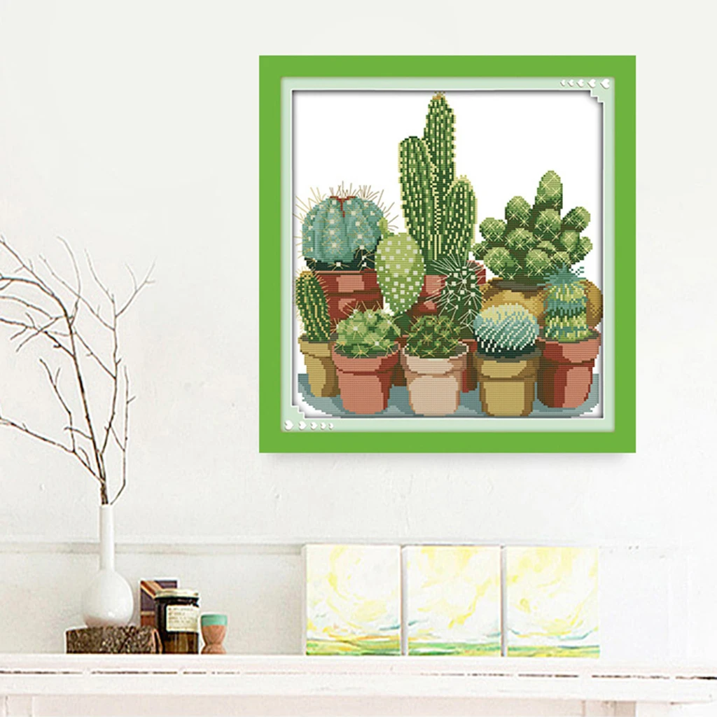 

DIY штампованные крестиком Стартовые наборы точные предварительно напечатанные узоры Cactuses