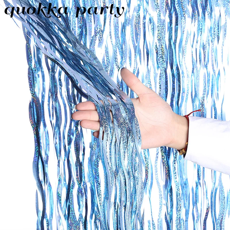 Новый Блестящий волнистый фоновый занавес мишура фольга занавеска для детской