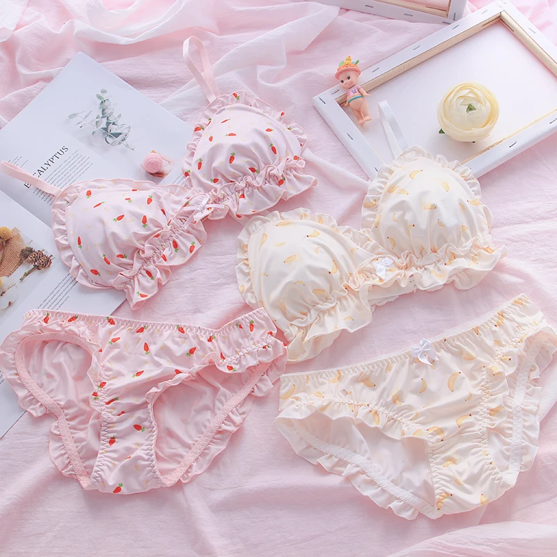 Женский комплект нижнего белья кавайный бюстгальтер и трусики с милым принтом