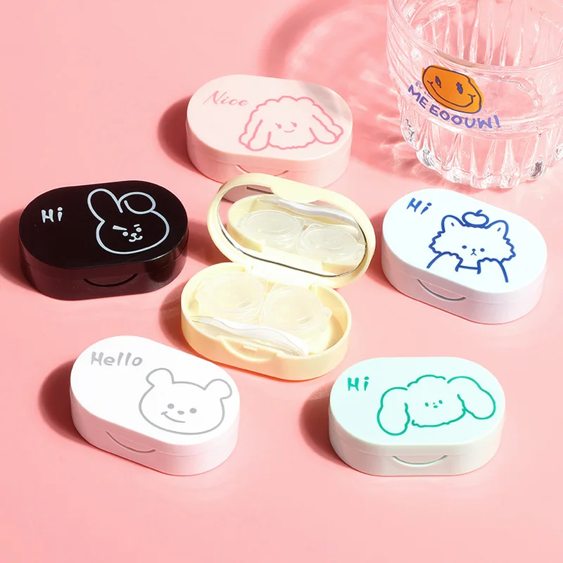 

Прямоугольный мини-контейнер для хранения контактных линз в мультяшном стиле