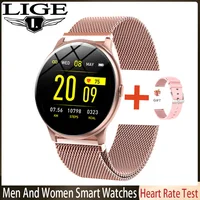 Смарт-часы LIGE женские с пульсометром и тонометром, водостойкие