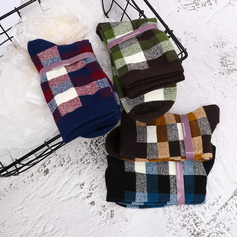 Модные хлопковые мужские носки в британском стиле маленькие квадратные