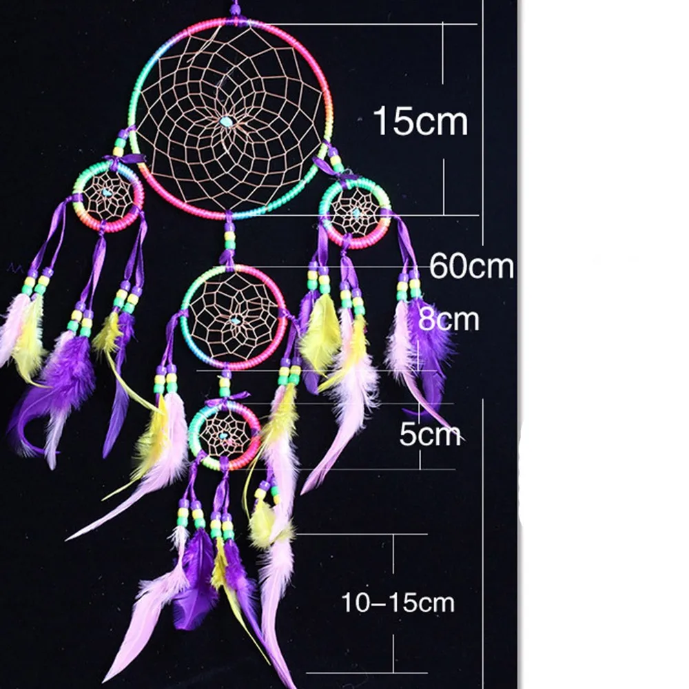 Красочные Ловец снов из перьев подвеска колокольчик настенный подвесной