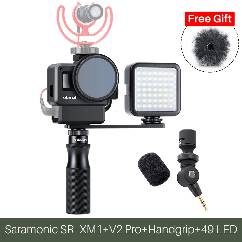 W V2 pro Light kit Saramonic SR-XM1 3,5 мм беспроводной микрофон GoPro Vlog видео микрофон для GoPro Hero 7 6 5 DSLR камер DJI Osmo Action Osmo Карманный - Цвет: W V2 pro Light kit
