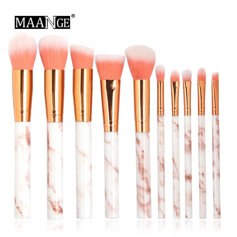 Factory direct sales 10 marble-printed makeup brush basic beauty tools for beginners must-have makeup brushes set professional