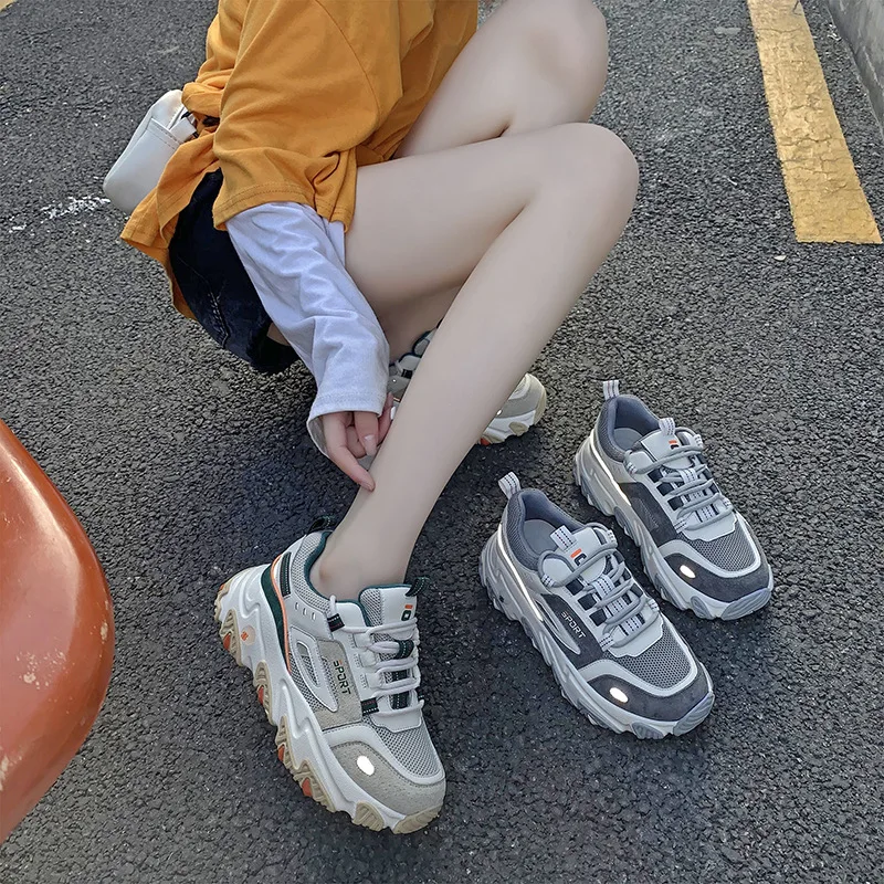 

2020 Autumn New Women's Shoes Thick-soled All-match Casual Sports Shoes Comfortable Breathable Mesh Running Shoes Women