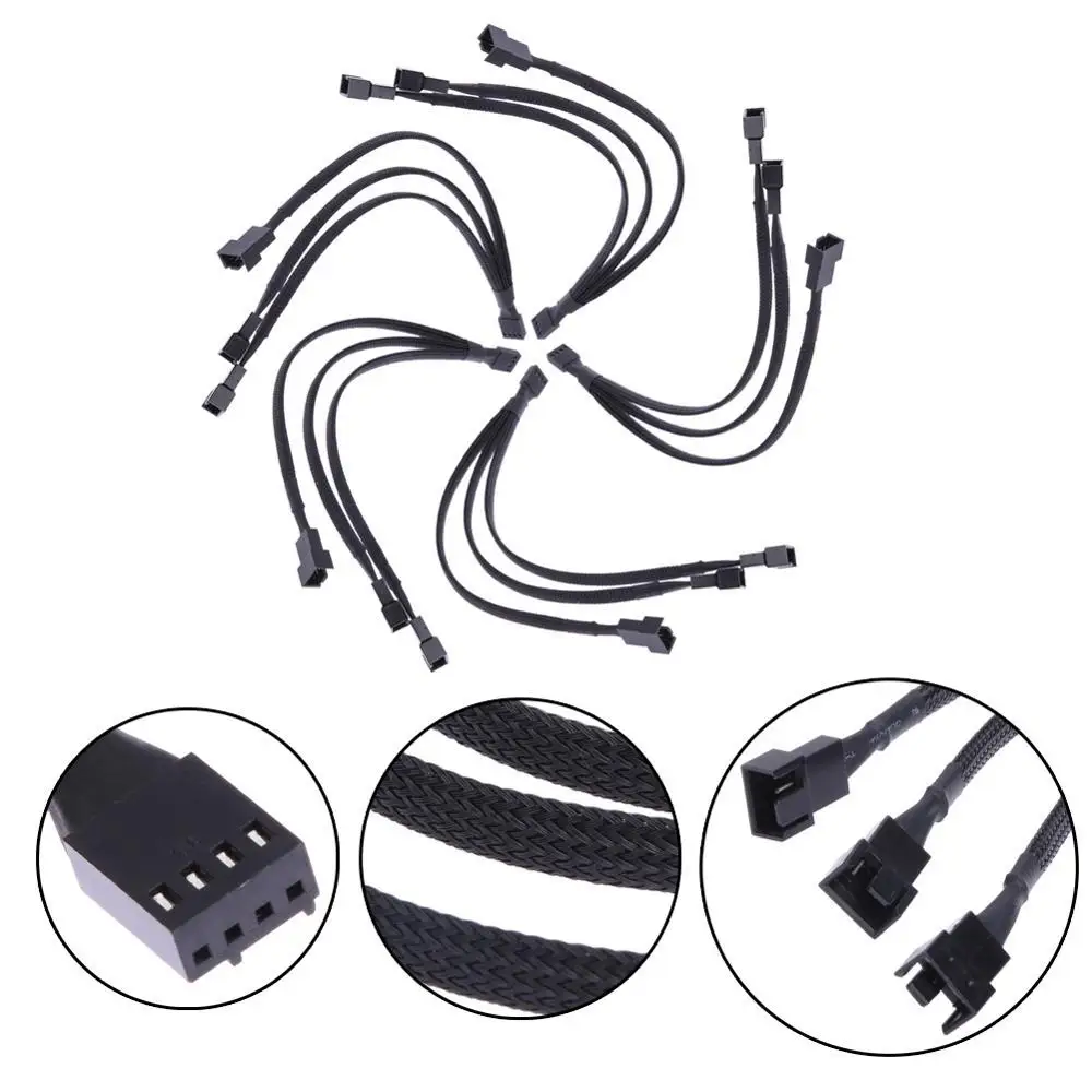 

Motherboard 4 pin 4Pin PWM To Dual/3 PWM Computer Case Fan 1-to-2/1 to 3 Sleeved PWM Fan Splitter Cable